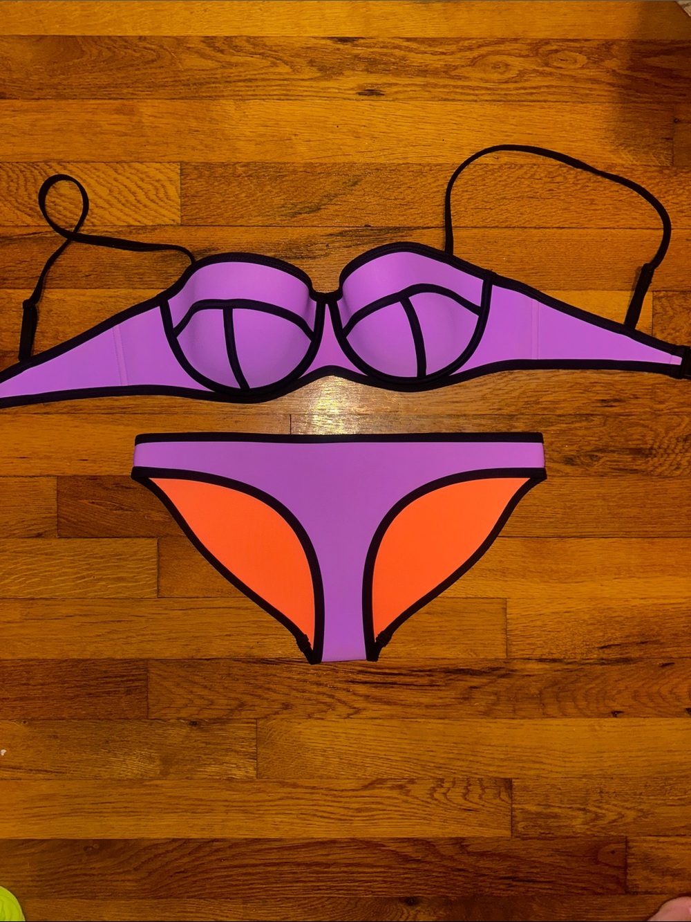 triangl swimwear Purple and Orange Contrast Bikini Set